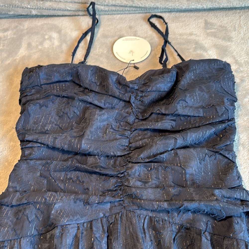 NWT Lost + Wander Celestial Glow Metallic Stripe Dress Navy Size Small - Picture 5 of 15